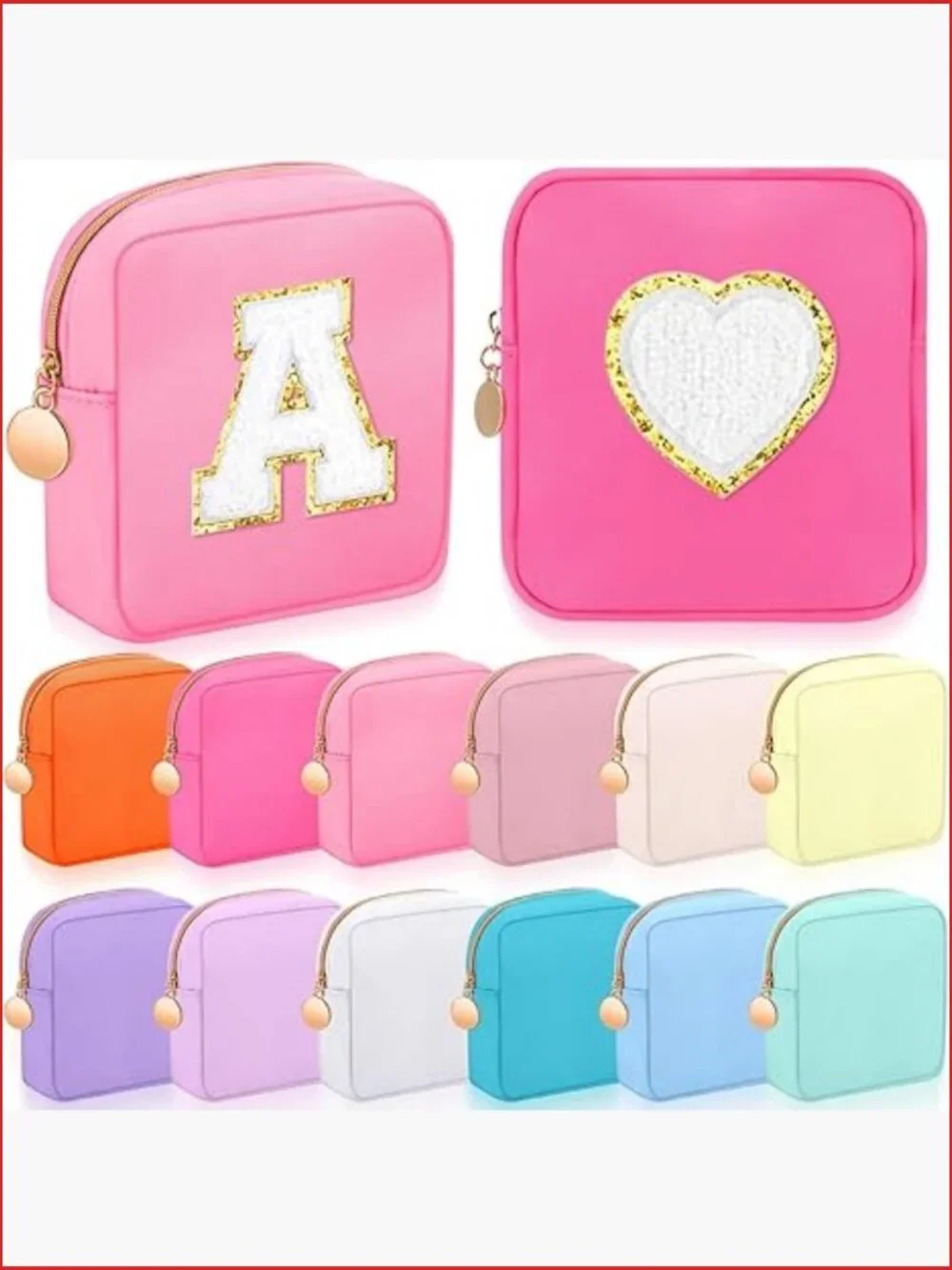 12 Pcs Mini Nylon Cosmetic Bags Pouch Set Zipper Closure Travel Makeup Organizer